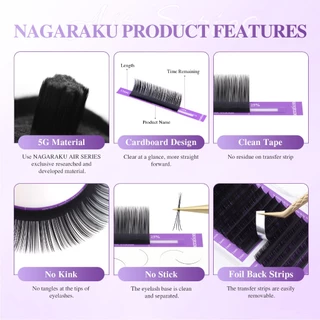NAGARAKU Air Series ต่อขนตาคลาสสิกรอบพรีเมี่ยม Ultra Feather Light ขนตาปลอม