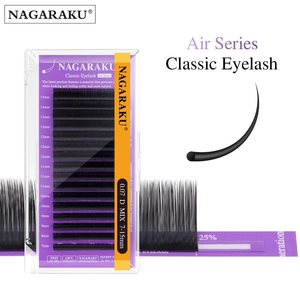 NAGARAKU Air Series ต่อขนตาคลาสสิกรอบพรีเมี่ยม Ultra Feather Light ขนตาปลอม