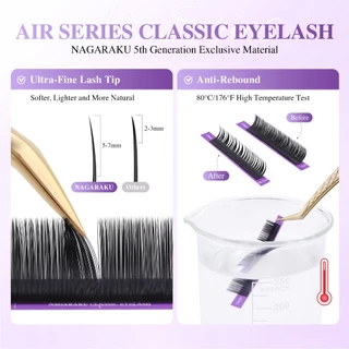 NAGARAKU Air Series ต่อขนตาคลาสสิกรอบพรีเมี่ยม Ultra Feather Light ขนตาปลอม