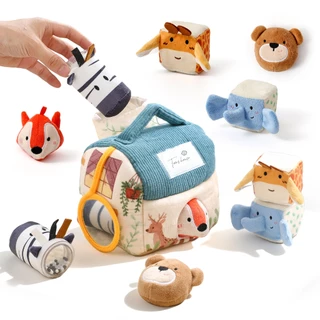 Montessori ของเล่น Mini House Baby Plush ของเล่นเด็กมือ Eye การประสานงาน Sensory ปริศนาของเล่นสีและรูปร่างความรู้ความเข้าใจ