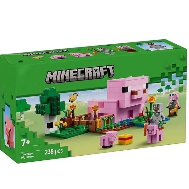 เข้ากันได้กับเลโก้บล็อกตัวต่อ Minecraft 21268 Pig Baby House and Garden House Assembly Toys