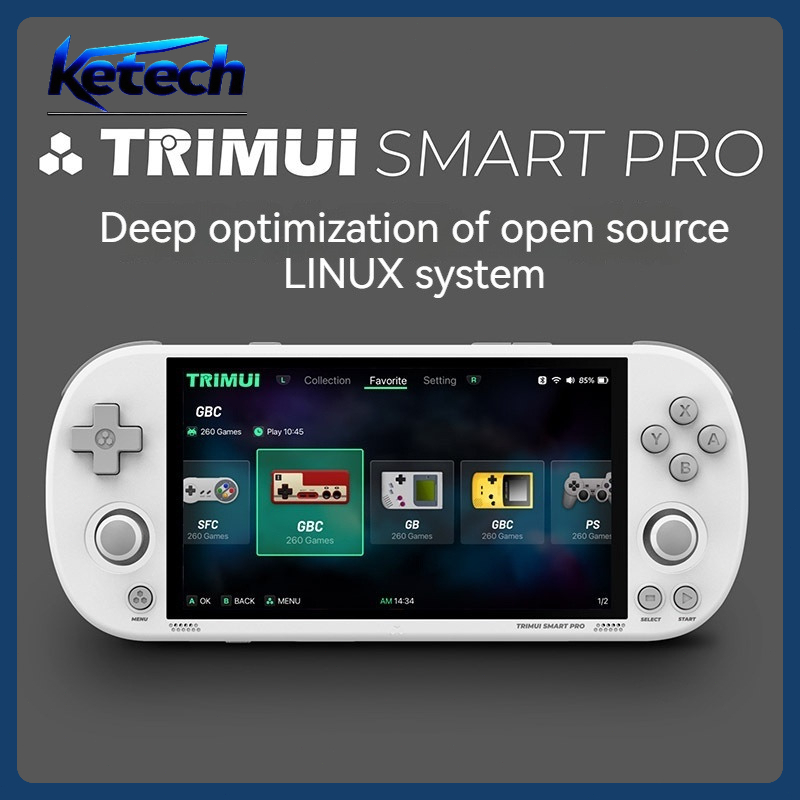 TRIMUI Smart Pro โอเพ่นซอร์สคอนโซลเกมมือถือ Retro Arcade HD 4.96 นิ้ว Ips หน้าจอเกมคอนโซล Linux ระบบ แบตเตอรี่