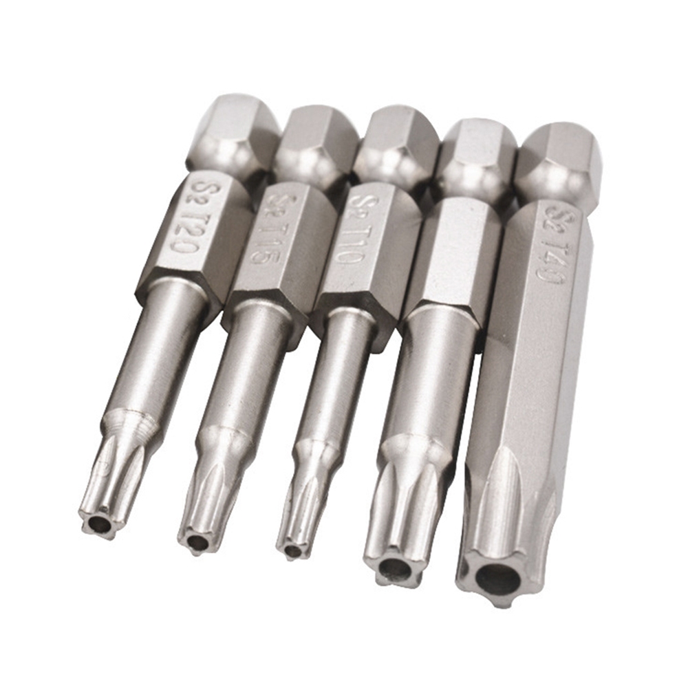 7PCS 50MM Nickel-Plated 5-Star Bits พร้อมรู S2 วัสดุ Star ไขควงเจาะ Bits - รูปที่ 3