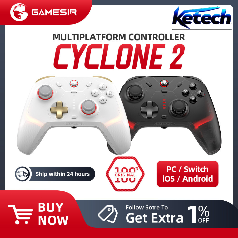 Gamesir Cyclone 2 คอนโทรลเลอร์ไร้สายพร้อม Hall Effect Controller สําหรับ PC Steam Switch ios Andrioi
