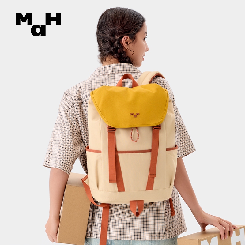 MaH 2418 Young Tour กระเป๋าเป้สะพายหลัง สีตัดกัน สไตล์คลาสสิก 15.6 นิ้ว 17 นิ้ว