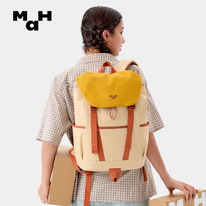 MaH 2418 Young Tour กระเป๋าเป้สะพายหลัง สีตัดกัน สไตล์คลาสสิก 15.6 นิ้ว 17 นิ้ว