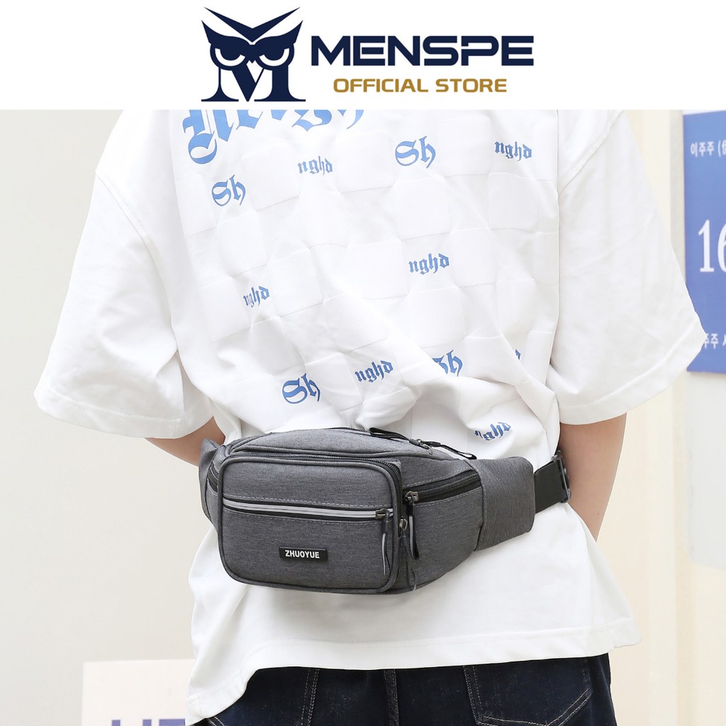 MENSPE กระเป๋าคาดเอวความจุขนาดใหญ่ของผู้ชายกระเป๋าคาดหน้าอกอเนกประสงค์ Unisex กันน้ํากีฬา Street Bag