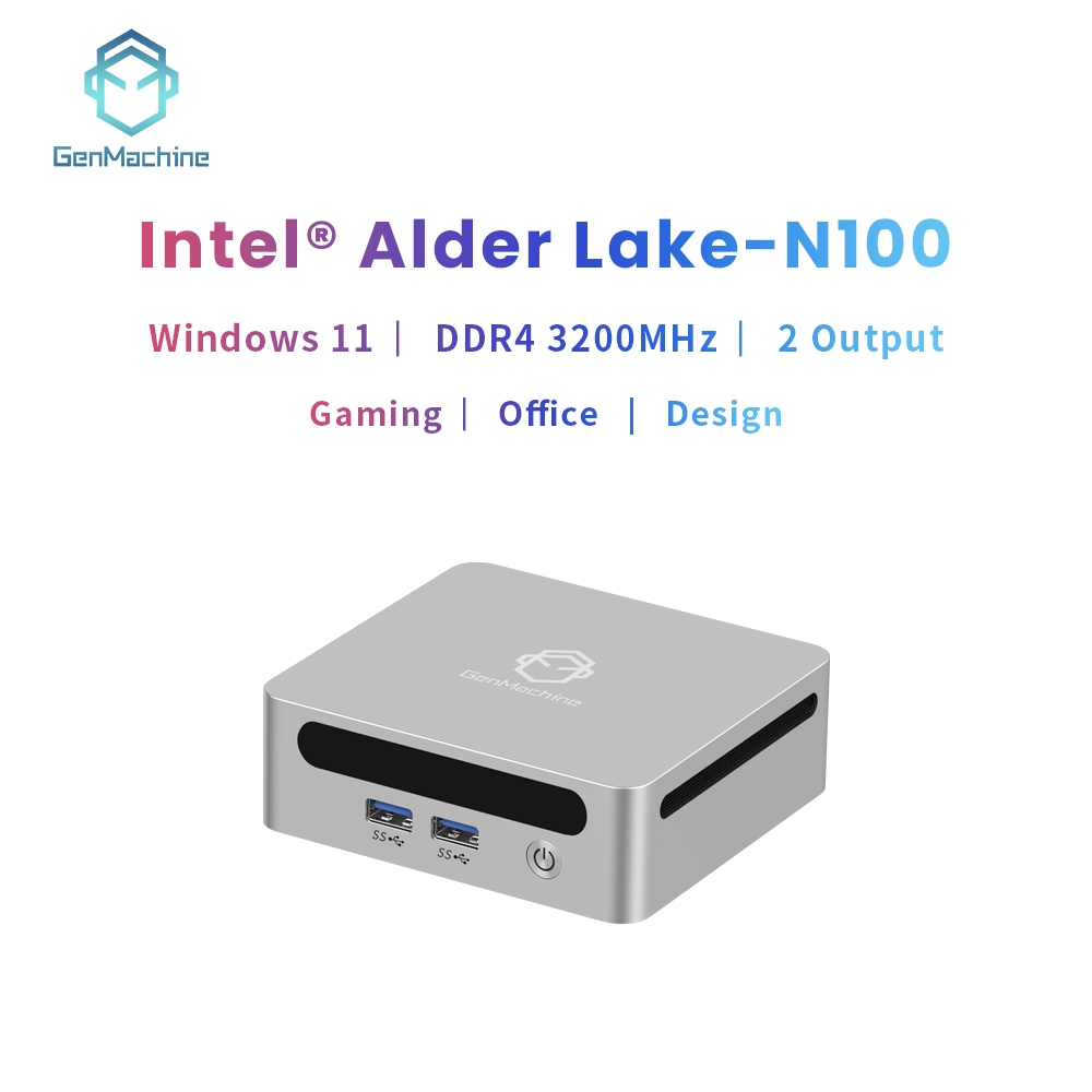 GenMachine Mini PC Intel NUC 12th N100 Windows11 WiFi5 DDR4 8/32GB RAM 256GB/2TB NVMe SSD รองรับสามห