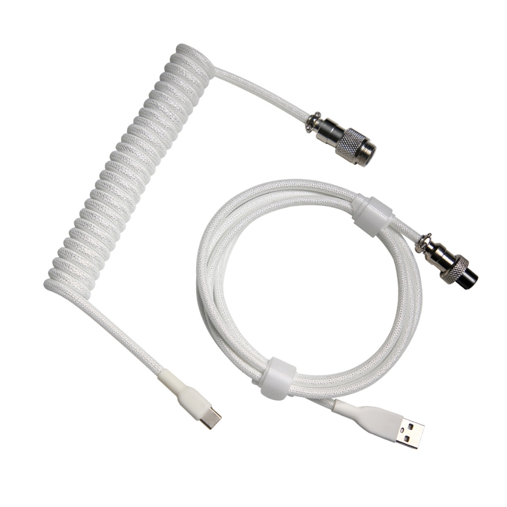 Custom Make Single Sleeved Pet Mechanical Keyboard Coiled USB To Type C Mini Micro Spiral Cable สีสัน Gx12 ซ็อกเก็ตการบิน
