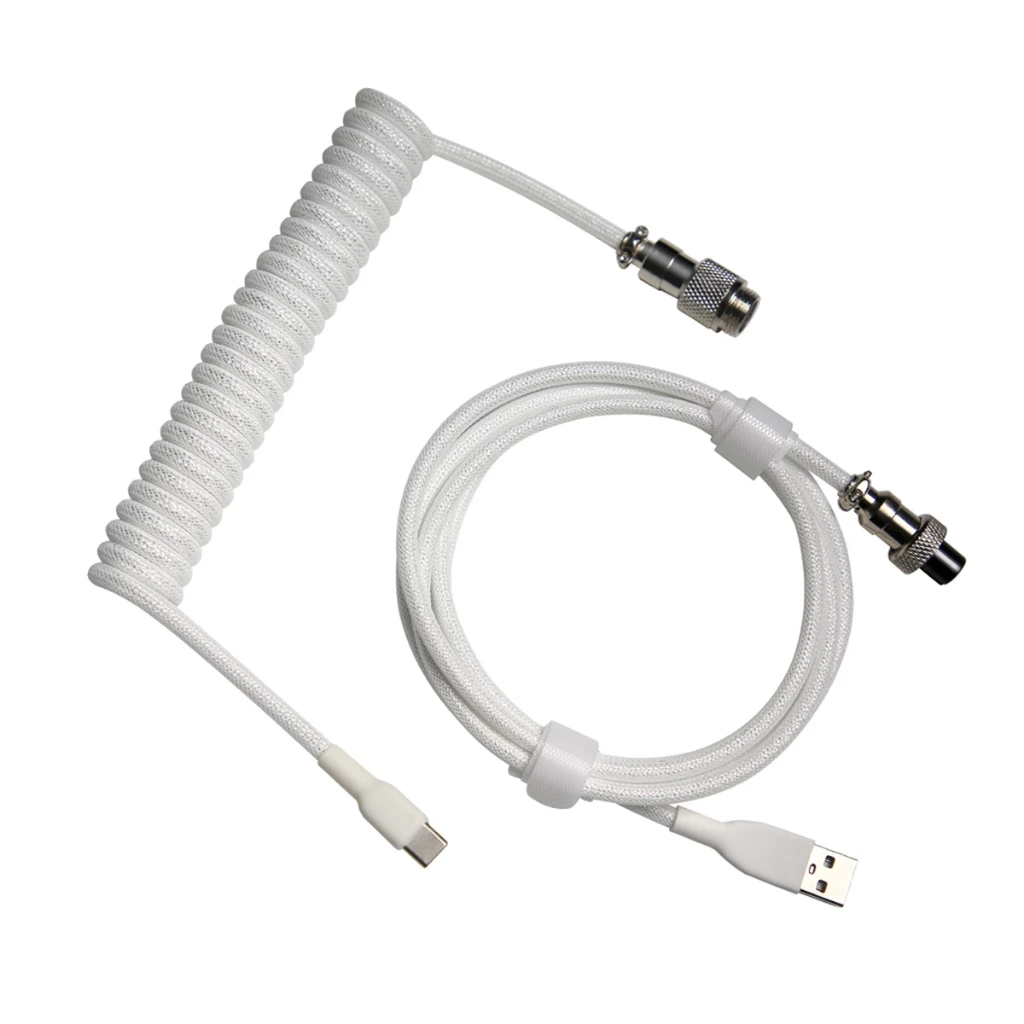 Custom Make Single Sleeved Pet Mechanical Keyboard Coiled USB To Type C Mini Micro Spiral Cable สีสัน Gx12 ซ็อกเก็ตการบิน