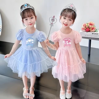 Princess Kesli เสื้อวันแม่เด็ก ชุดเดรสเด็กผู้หญิง แขนสั้น สไตล์เกาหลี แฟชั่นฤดูร้อน ชุดเดรสเจ้าหญิง 2-12 ปี