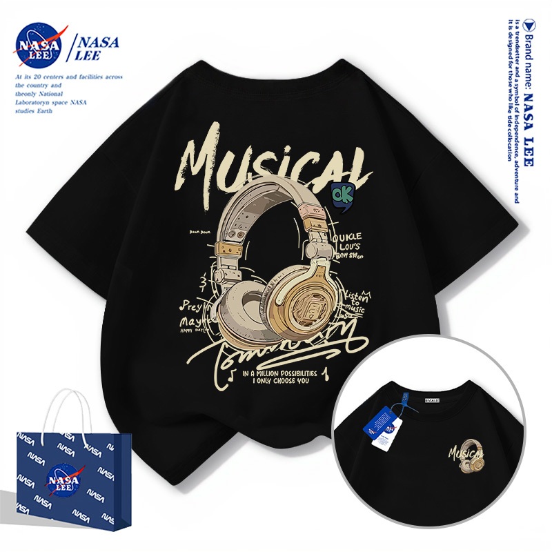 【ส่งเร็ว 48 ชม.】 เสื้อยืด NASA ลายหูฟัง ผ้าฝายนุ่ม ใส่สบายทุกวัย สไตล์ไทย