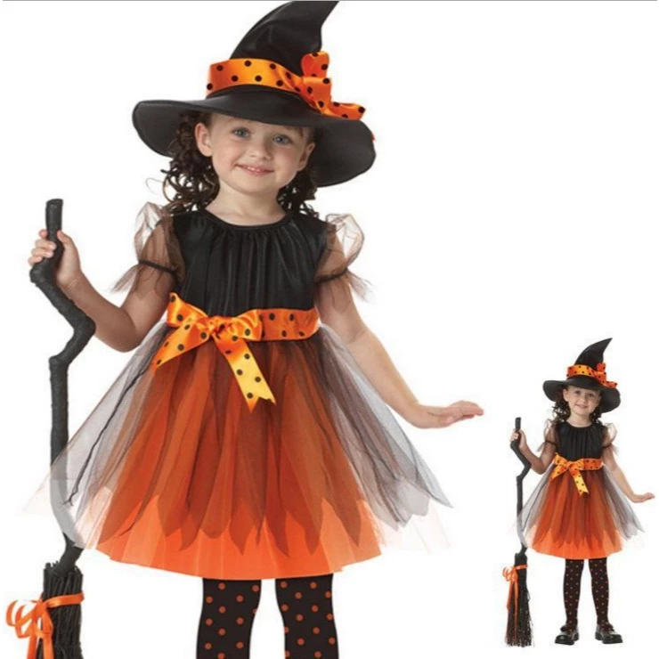 【จัดส่งด่วน】110-150cm ชุด ฮาโลวีน เด็ก ผู้หญิง ชุดแม่มด Halloween Dress-Up for Kids Girls กระโปรง + หมวก คลาสสิค เหมาะสำหรับ เครื่องแต่งกายสำหรับการแสดงบนเวที ปาร์ตี้ฮาโลวีน thumbnail 8