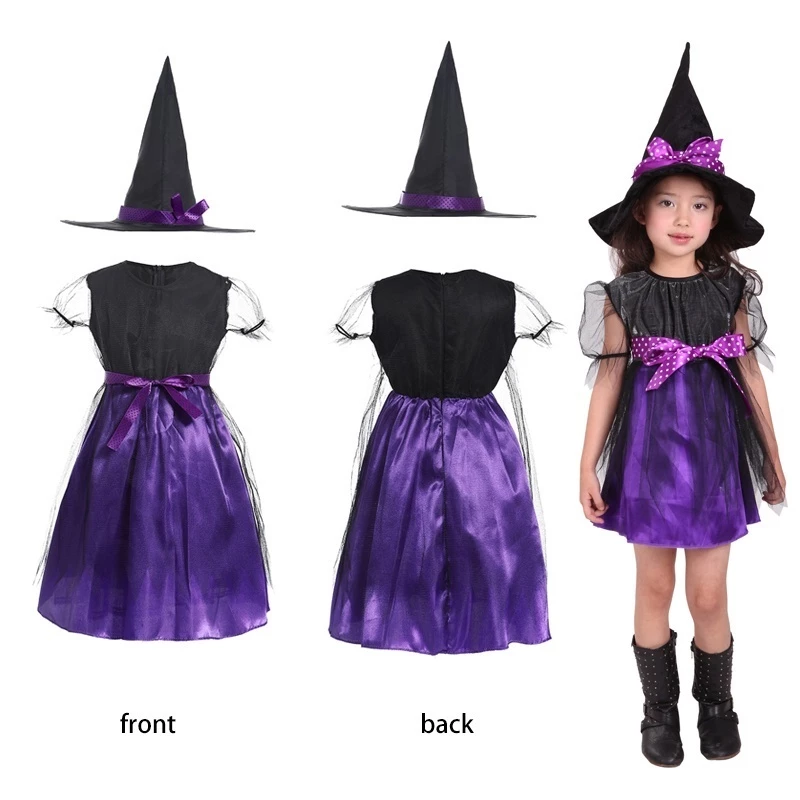【จัดส่งด่วน】110-150cm ชุด ฮาโลวีน เด็ก ผู้หญิง ชุดแม่มด Halloween Dress-Up for Kids Girls กระโปรง + หมวก คลาสสิค เหมาะสำหรับ เครื่องแต่งกายสำหรับการแสดงบนเวที ปาร์ตี้ฮาโลวีน thumbnail 9