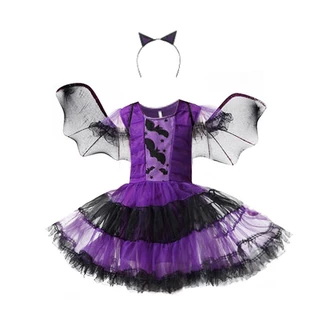 【จัดส่งด่วน】110-150cm ชุด ฮาโลวีน เด็ก ผู้หญิง ชุดแม่มด Halloween Dress-Up for Kids Girls กระโปรง + หมวก คลาสสิค เหมาะสำหรับ เครื่องแต่งกายสำหรับการแสดงบนเวที ปาร์ตี้ฮาโลวีน