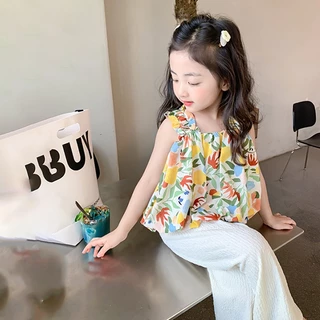 Princess Kesli ชุดเซ็ตแฟชั่นเด็กผู้หญิง เสื้อกล้าม+กางเกงขากว้าง ชุดลายดอกไม้ ชุดเซ็ทเด็กผู้หญิง 1-9ปี