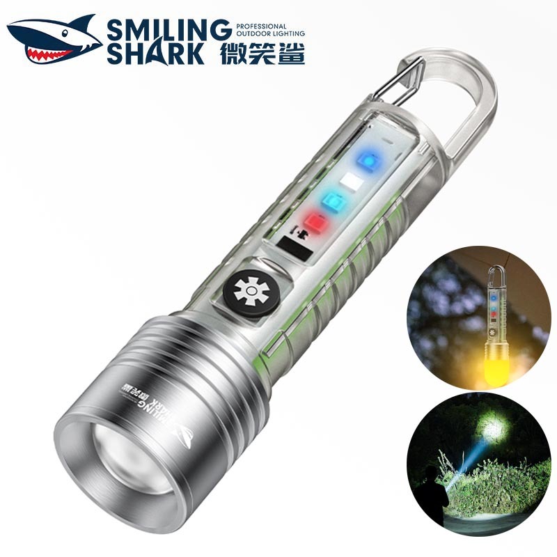 SmilingShark SD5425 ไฟฉาย led ทรงพลัง ยิงไกล 1 กม คบเพลิง ซุปเปอร์ไบรท์ 21700 6โหมด Type-C ชาร์จใหม่ได้ แบบพกพา กันน้ำสำหรับตั้งแคมป์เดินป่าในครัวเรือน