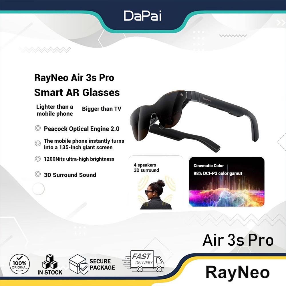 RayNeo Air 3s Pro Pocket TV Intelligent AR Glasses Optical Engine 2.0 HD Movie Watching