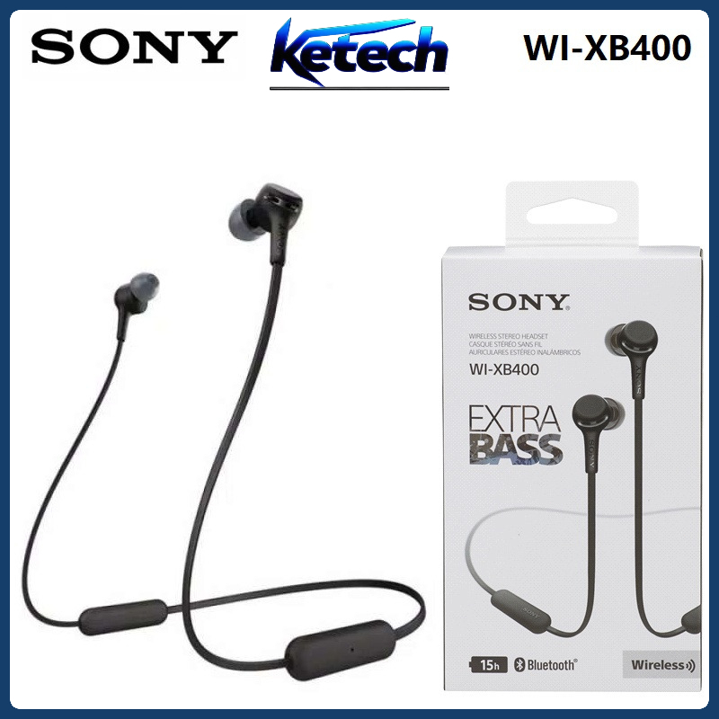SONY WI-XB400 หูฟังสเตอริโอไร้สายบลูทูธ 5.0 หูฟังกีฬาชุดหูฟังเกม HIFI แฮนด์ฟรีพร้อมไมโครโฟน