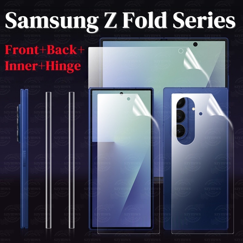 4-in-1 ป้องกันหน้าจอสําหรับ Samsung Z พับ 7 6 5 4 3 ด้านหน้าด้านหลังบานพับด้านในฟิล์ม Soft Hydrogel ฟิล์มสําหรับ Samsung Galaxy Z พับ 7 6 5 4 3 สติกเกอร์