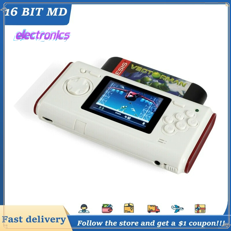 เครื่องเกมพกพา POCKET MD สีขาวแบบเรโทร​​ ​​รองรับเกม MegaDrive 16 BIT MD ดั้งเดิม​