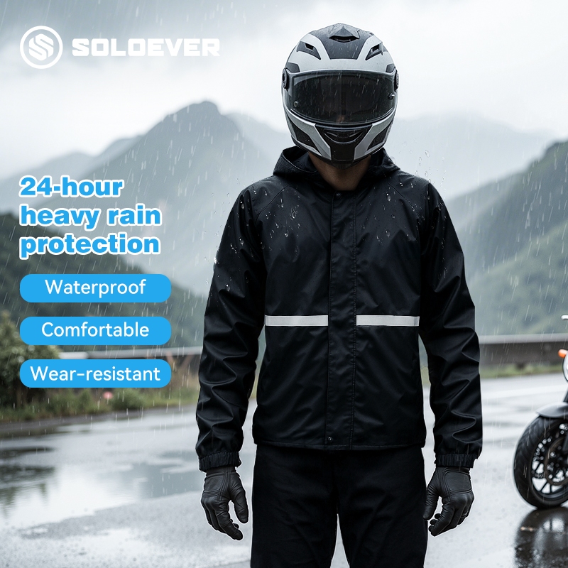 SOLOEVER เสื้อกันฝน Rainy Season ชุดป้องกันแยกเสื้อกันฝนกางเกงสะท้อนแสงความปลอดภัย Design Commuting Anti-Wet Body ผู้ใหญ่ Unisex สามขนาดอุปกรณ์เสริม L/XL/2XL