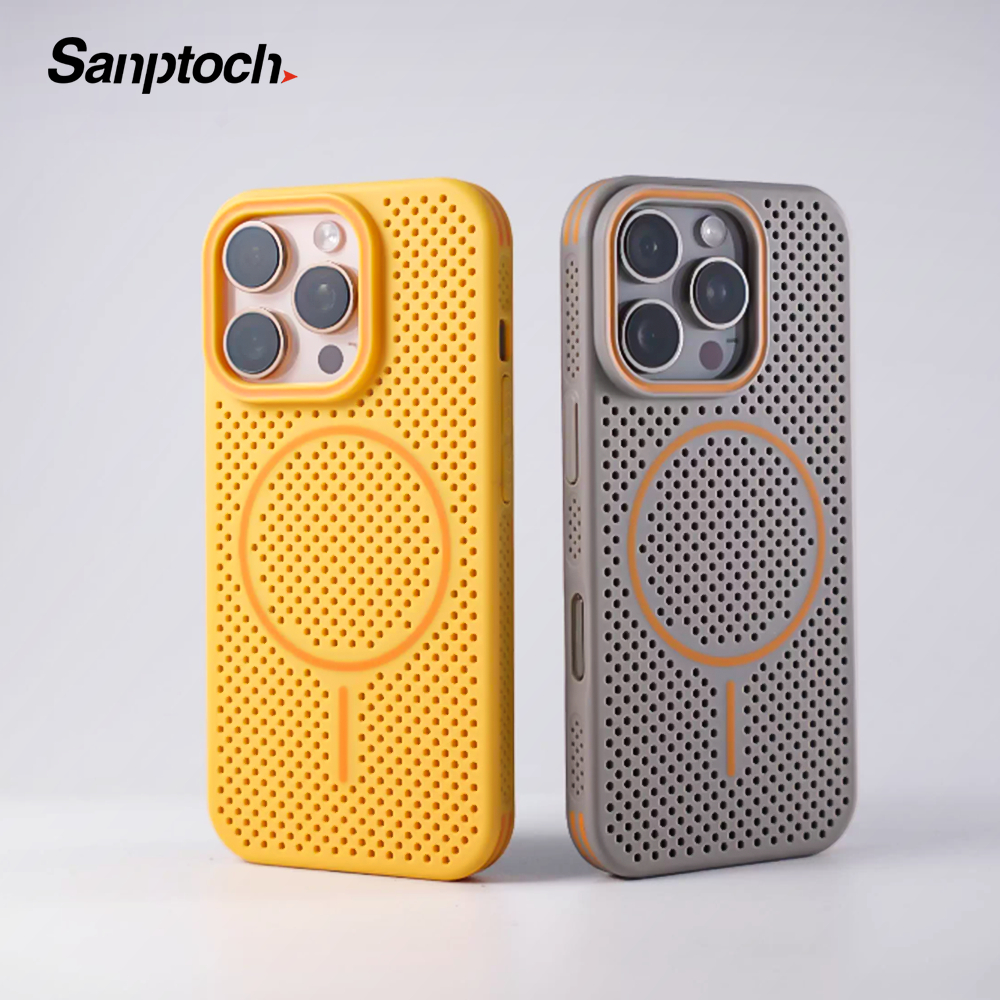 Sanptoch สําหรับแม่เหล็ก Slim Ice Cooling เคสโทรศัพท์สําหรับ iPhone 16 / 15 / 14 / 13 Pro Max รอบทิศทางกระจายความร้อน Hole Hard Cover Ultra Thin & Light Protection Casing