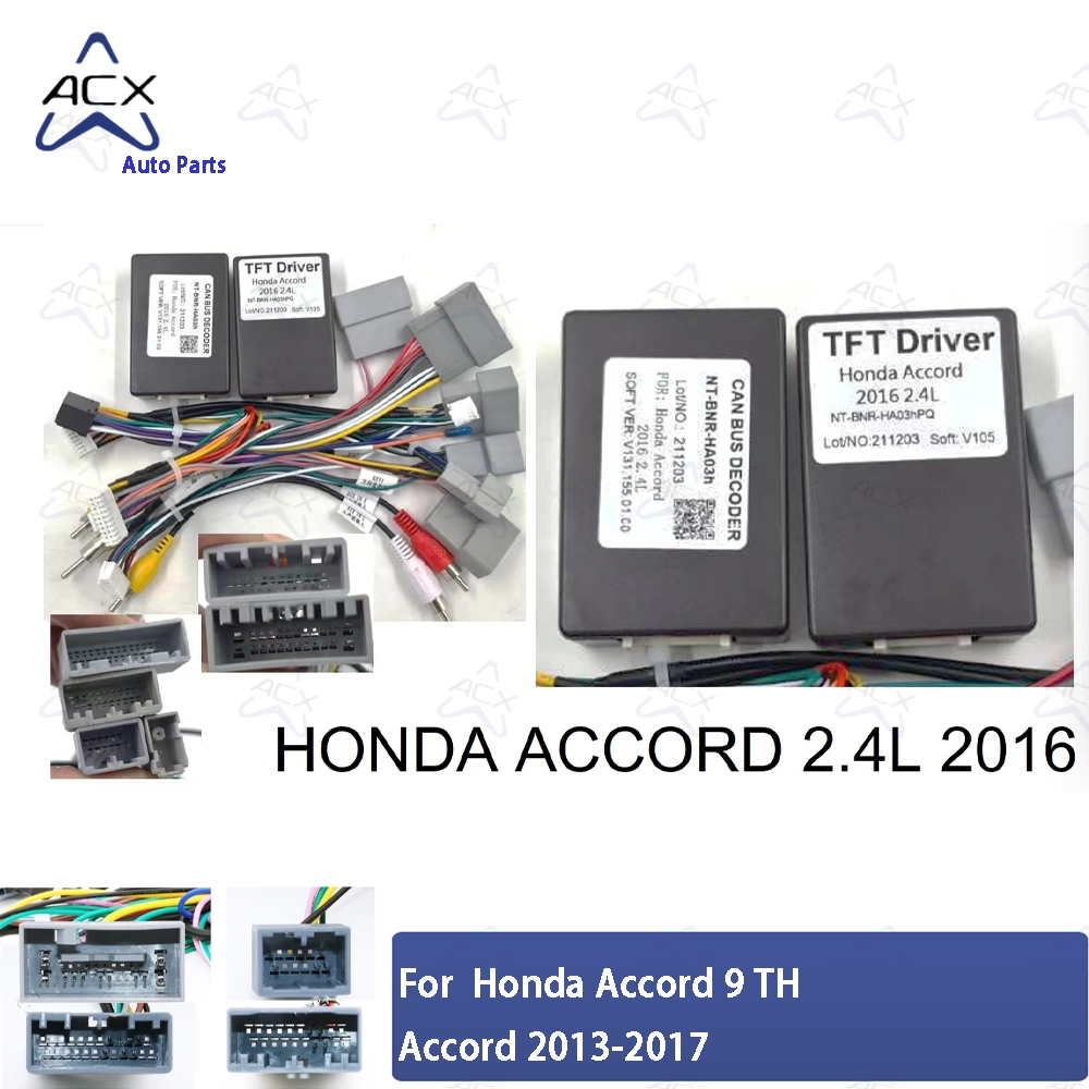 รถ 16Pin Android วิทยุสายไฟอะแดปเตอร์ Canbus กล่องถอดรหัส BMR-HA02 สําหรับ 2014-2017 HONDA ACCORD 9T