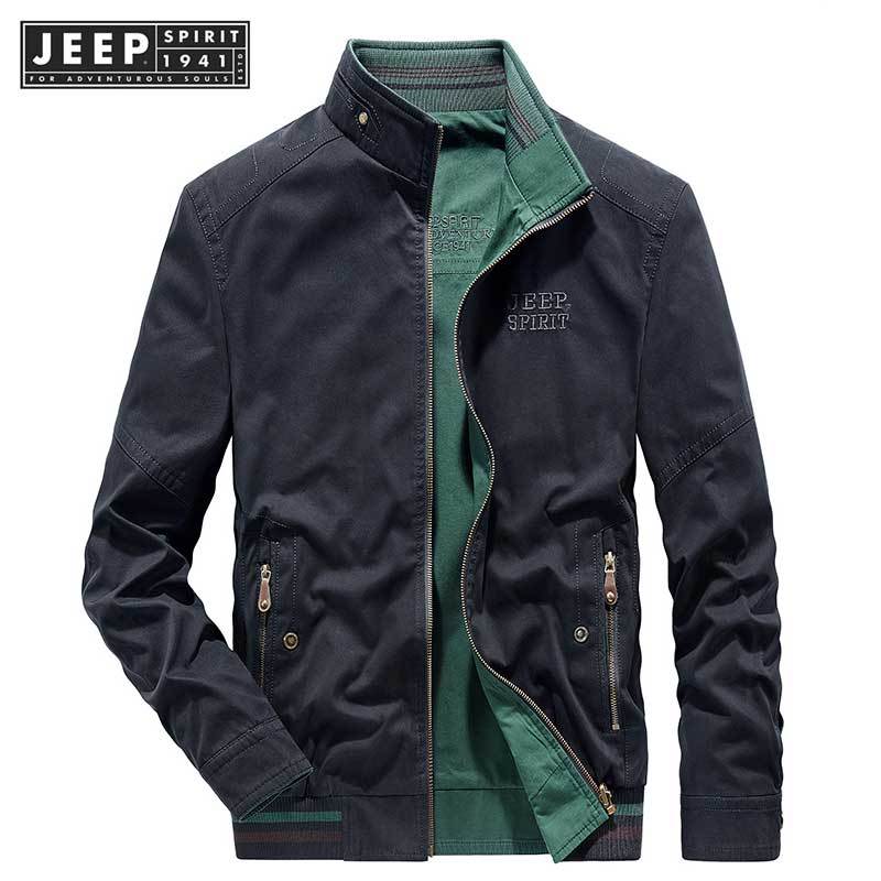 เสื้อโค้ท JEEP SPIRIT 1941 ESTD แบบมีหลายกระเป๋า ทำจากผ้าฝ้าย สวมใส่ได้ในฤดูใบไม้ผลิและฤดูใบไม้ร่วง