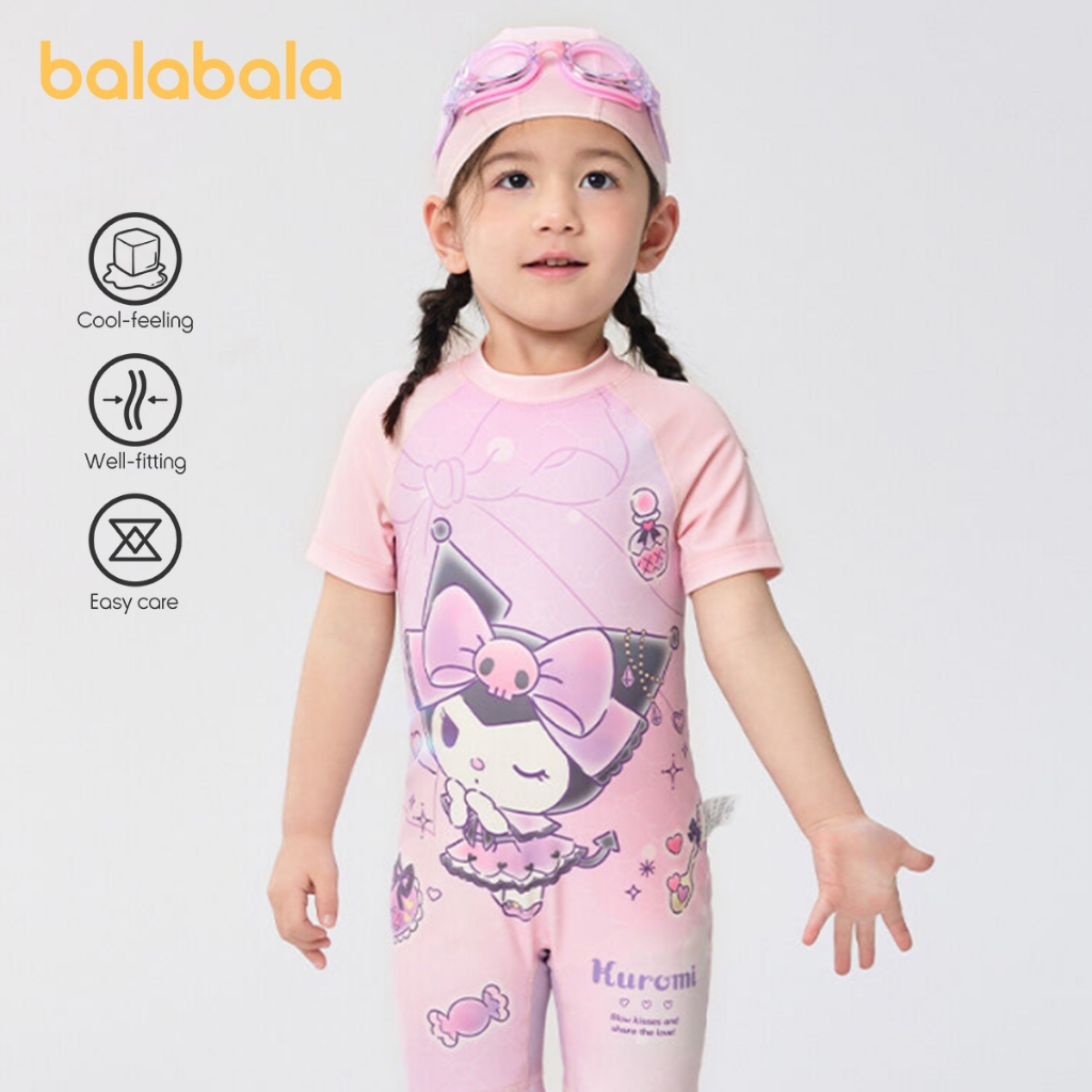 (Sanrio IP) balabala Girls ชุดว่ายน้ําเด็กS ชุดว่ายน้ําเด็กวัยหัดเดินป้องกันแสงแดดชิ้นเดียวหวาน