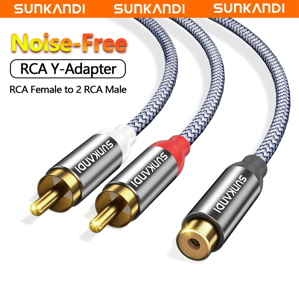 Sankdi สายสัญญาณเสียง RCA FemaleTo 2RCA ชายสําหรับกล่องทีวีโฮมเธียเตอร์ลําโพงลวด
