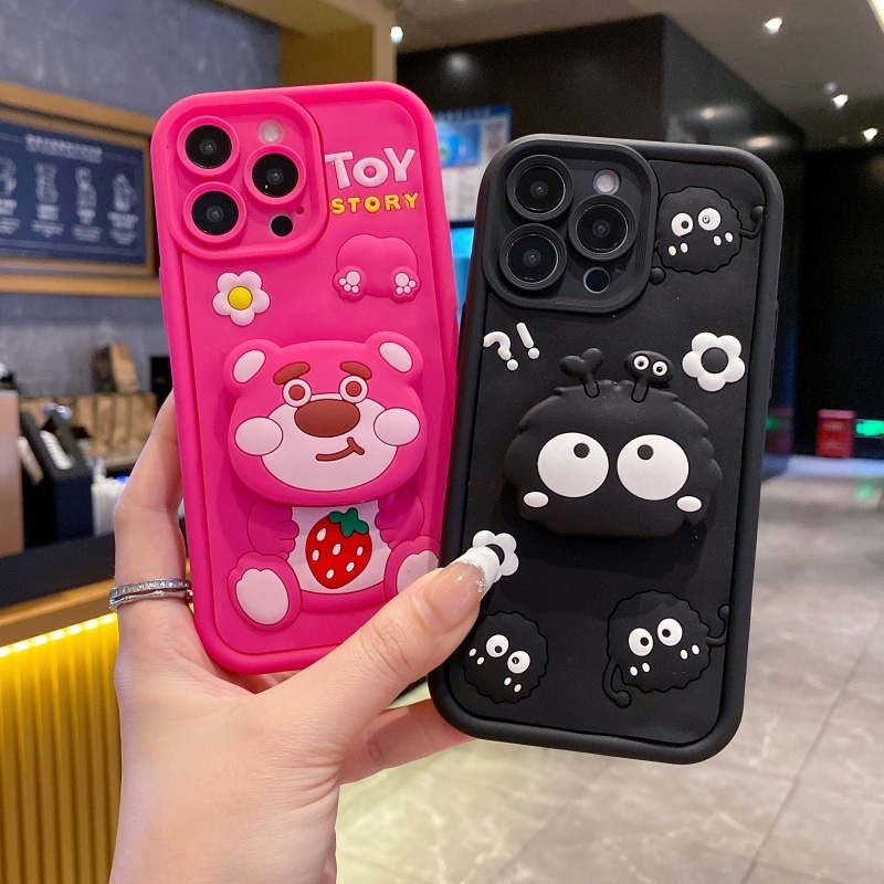 สําหรับOPPO Reno 8Z 8Z 7Z 6Z 5F A60 A79 A93 A94 A38 A18 A17 A16 A15 A54 A96 A76 สตรอเบอร์รี่หมีเคสโท