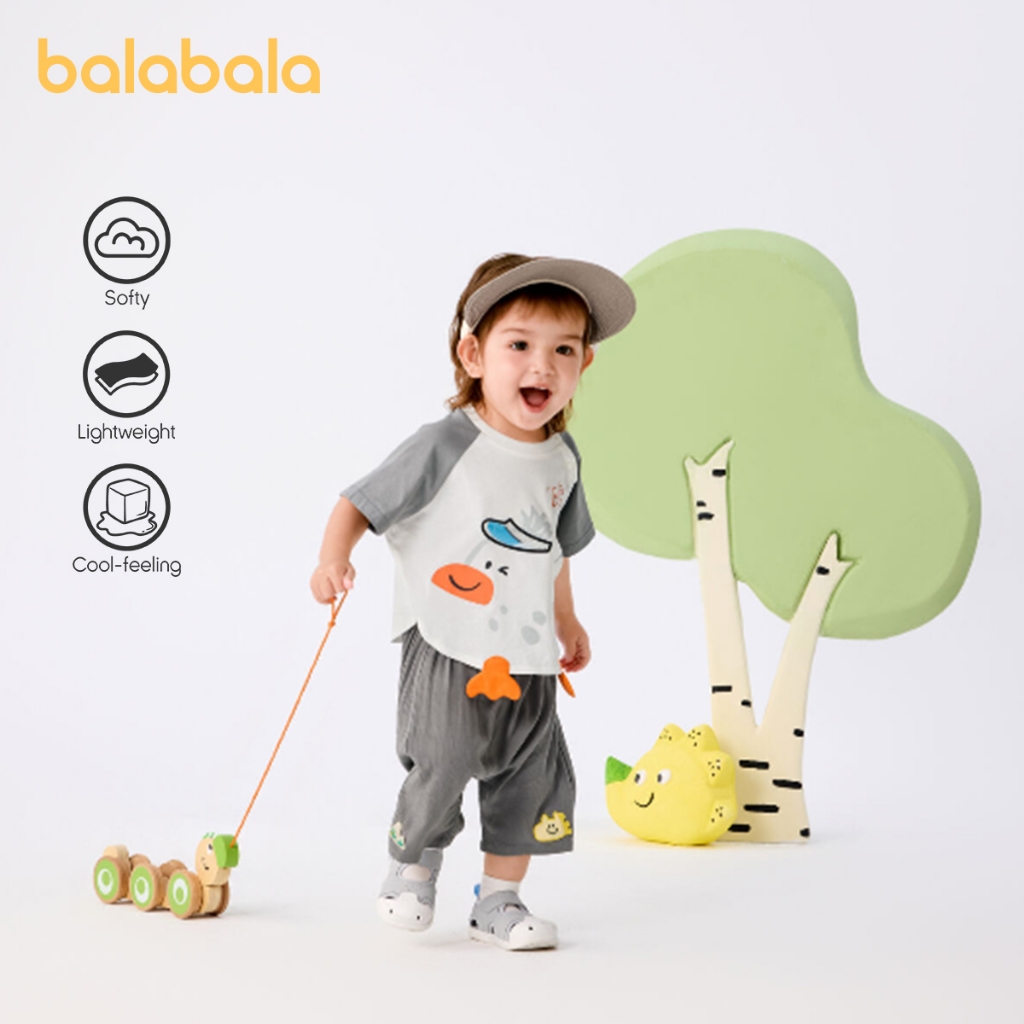 Balabala Boys Casual Shorts Summer Cool Baby Casual Shorts กางเกงขาสั้นเด็กชายและเด็กหญิง 2025 ใหม่