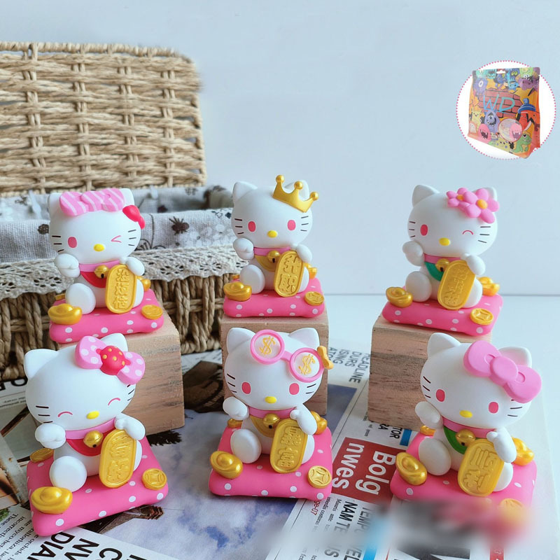 SANRIO 6 ชิ้น 6 ซม.-7 ซม.Sanrio ตุ๊กตา Hello Kitty Lucky Cat Action ตุ๊กตาตกแต่งรุ่นเดสก์ท็อปของเล่นรถตกแต่งของขวัญ ราคาถูก Shopee Lazada