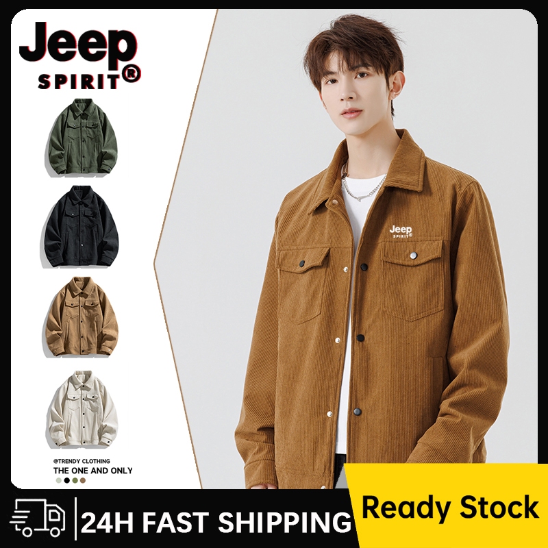 เสื้อแจ็คเก็ตCORDUROY JEEP SPIRIT สไตล์เกาหลี อกพับ สำหรับผู้ชาย