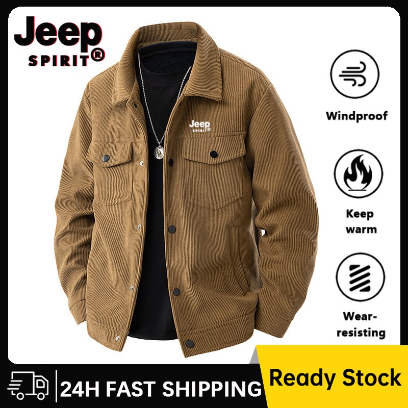 JEEP SPIRIT เสื้อแจ็คเก็ตผ้าฟลีซสำหรับทั้งผู้ชายและผู้หญิง สีดำ