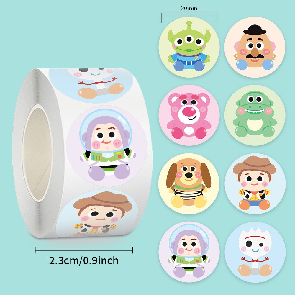 500 ชิ้น/ม้วน Kawaii Toy Story Buzz Lightyear Alien สติกเกอร์การ์ตูน DIY โน้ตบุ๊คแล็ปท็อปเด็กรางวัลของเล่น Decals น่ารักป้ายปิดผนึก