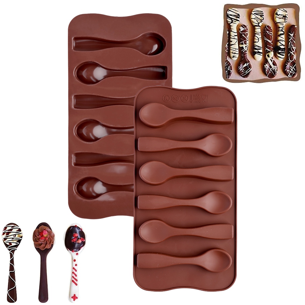 ช้อนรูปร่าง Molds1PCS-6 Cavity ช็อกโกแลต Candy Gummy แม่พิมพ์เกรดอาหารช็อกโกแลต Ice Jelly แม่พิมพ์ซิลิโคนโฮมเมด Cupcake Candy Bake Ware เบเกอรี่เครื่องมือ