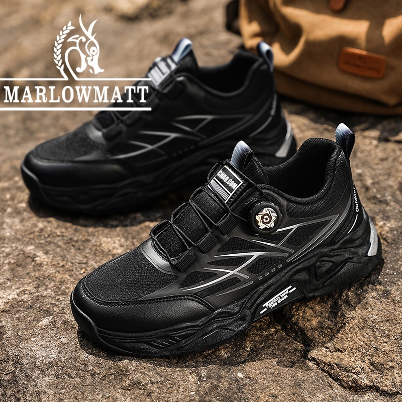 Marlowmatt รองเท้าผู้ชายแฟชั่นสไตล์ใหม่ Knob Lace-Up กีฬารองเท้าลําลอง Breathable