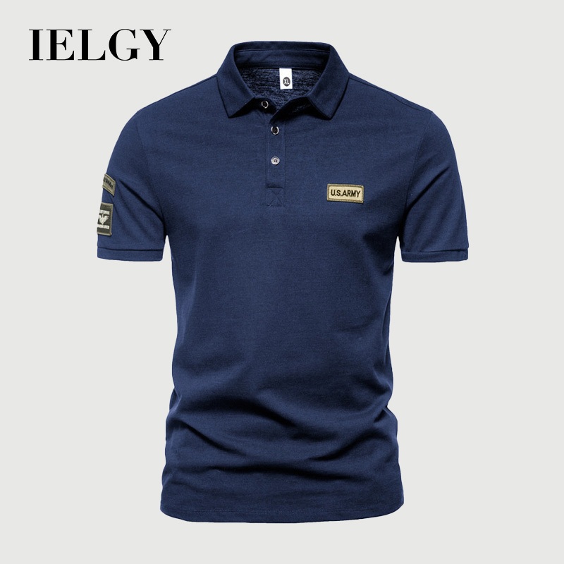 IELGY แฟชั่นฤดูร้อนใหม่เสื้อโปโลผู้ชายแขนสั้นใหม่สบายๆทุกการแข่งขันหลวมเสื้อยืด