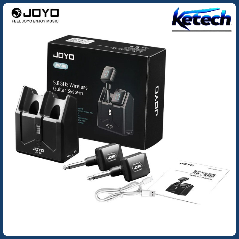 JOYO JW-06 ระบบกีตาร์ไร้สาย 5.8GHz เครื่องส่งและรับสัญญาณกีตาร์ไร้สายดิจิตอลพร้อมเคสชาร์จแบบพกพา