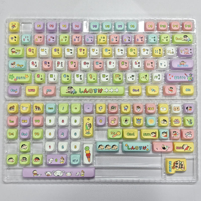 Thai Crayon Shinchan MOA ความสูงน่ารักการ์ตูน Keycap Mechanical และ Adapts Alice คีย์บอร์ดหมวกที่กํา