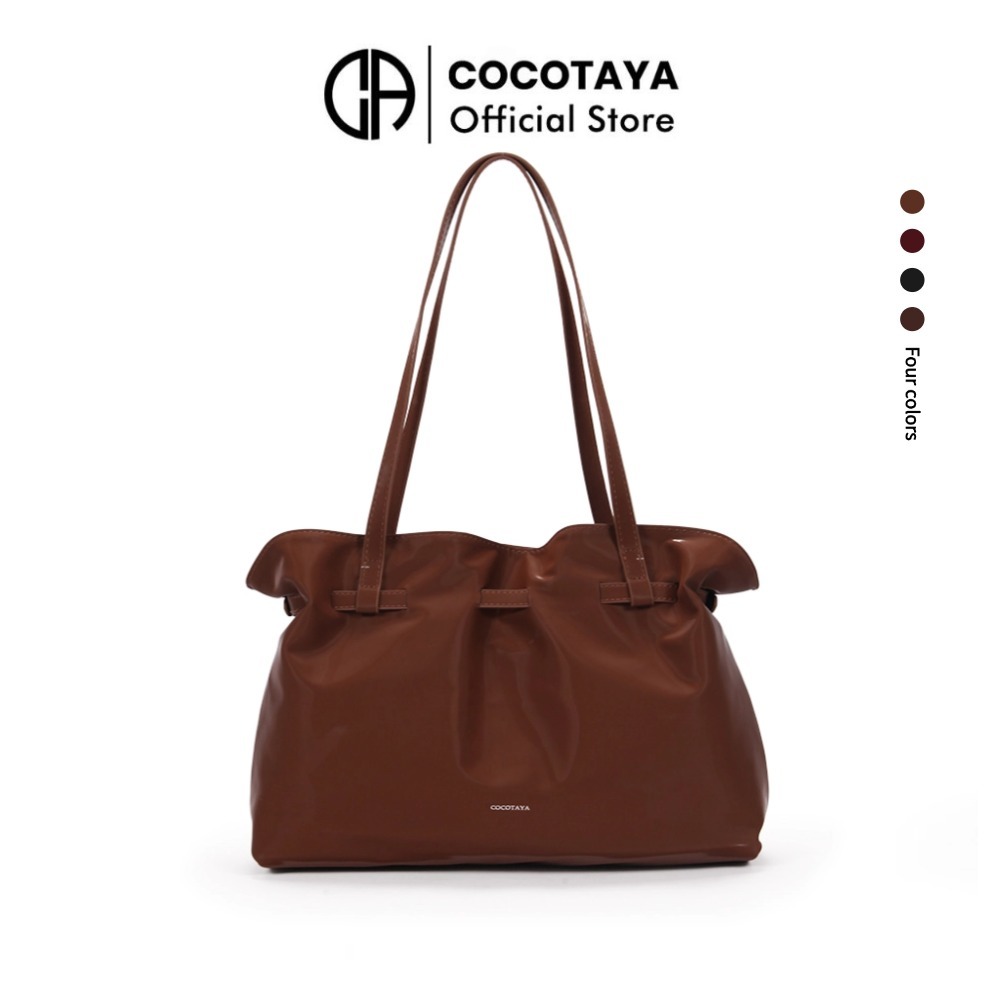 COCOTAYA - กระเป๋าสะพายผู้หญิง ทำจากหนังเทียม PU มันเงา ความจุขนาดใหญ่ กระเป๋าสะพายข้าง กระเป๋า