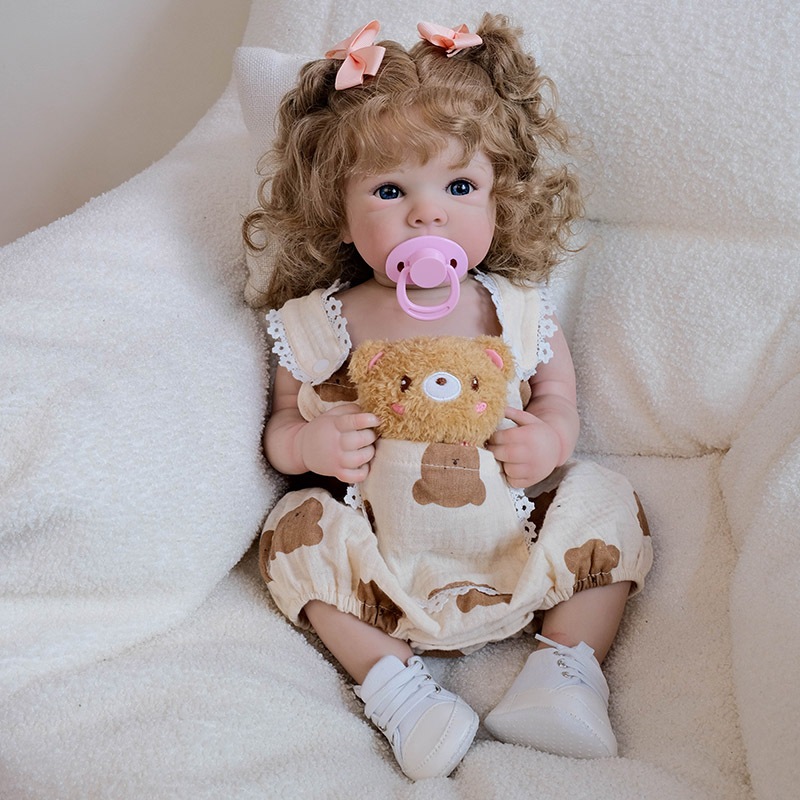 NPK 19 Bebe Bettie Reborn ตุ๊กตาเด็กทารกเหมือนจริง Soft Touch Cuddly ภาพวาดเด็ก 3D ผิวกับผมรากมือ