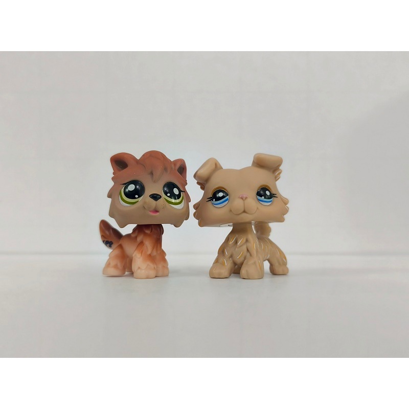 2 ชิ้น/ล็อต Littlest Pet Shop ของเล่น Wolf Dog และ Collie Dog #2141#1194 ฟิกเกอร์ LPS สัตว์