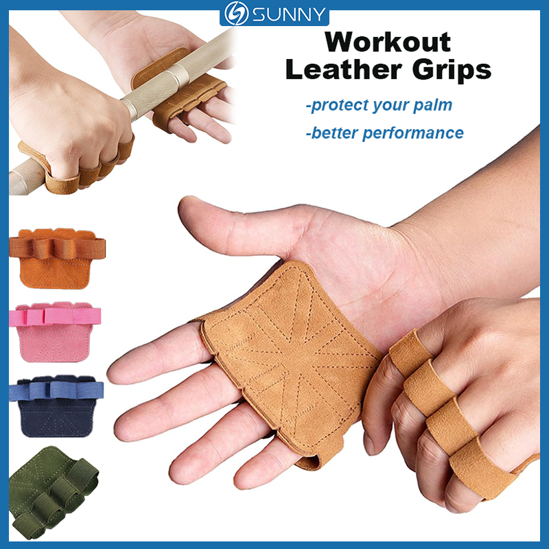 SunnyFit ถุงมือยกน้ำหนักแบบไม่มีนิ้ว หนังดึงและstrap เสริมกำลังมือ เหมาะสำหรับการฝึกซ้อมที่ฟิตเนส
