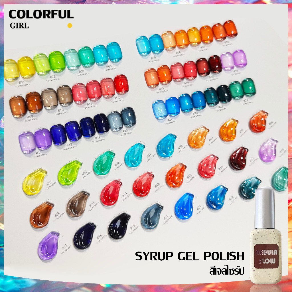 ✨พร้อมส่ง ✨NF-020|เบอร์ 1-24 สีเจลไซรัป แบบแยกขวด NebulNFlow ｜เนื้อสวยละมุนค่ะ สีลูกกวาด ไม่บางจนเกินไปทาง่ายและสวยมากค่ะ