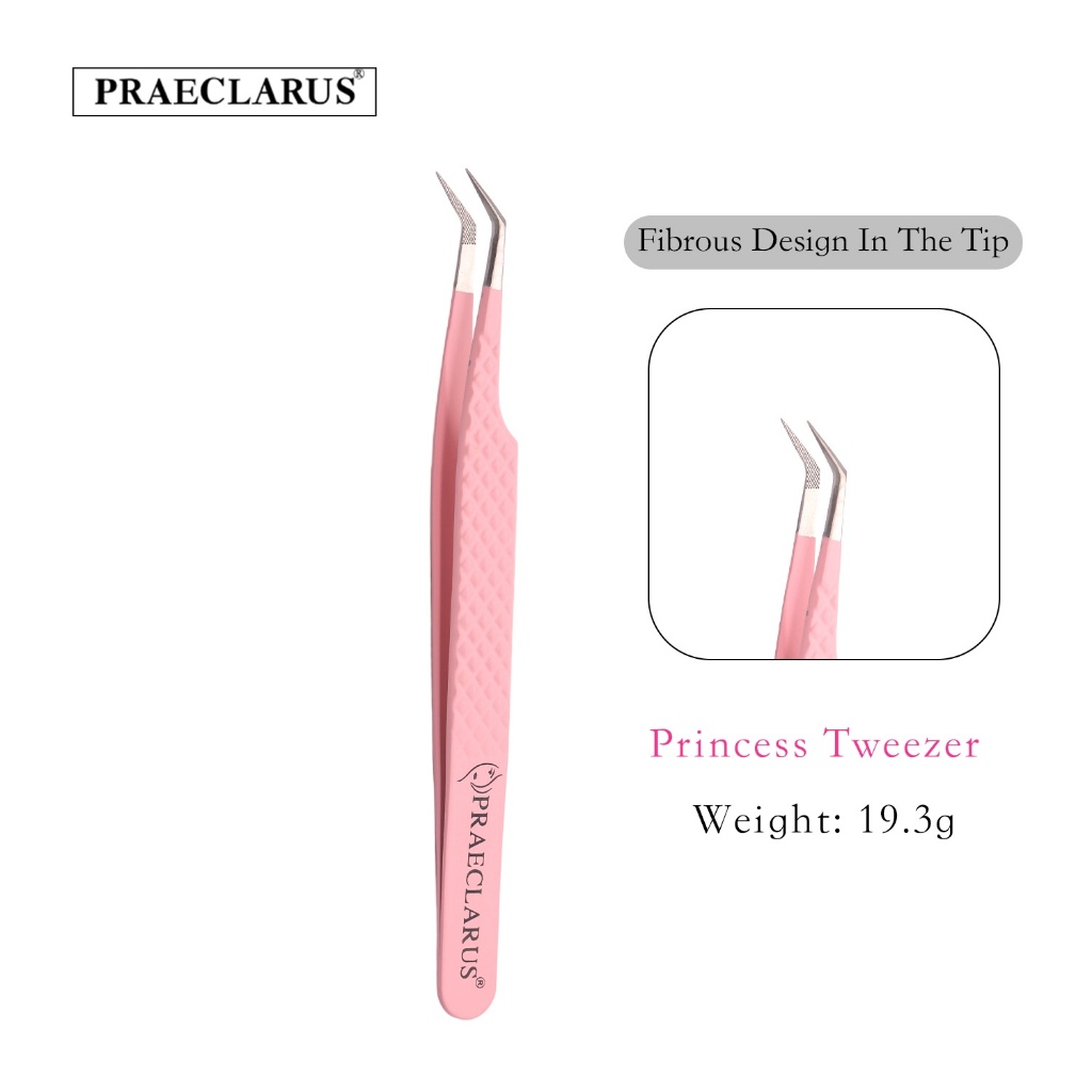 PRAECLARUS แหนบสแตนเลสสีชมพู Fibrou Design คุณภาพสูงและคลิปที่แม่นยําป้องกันการกัดกร่อนป้องกันกรด Tweezer Applicator เครื่องมือ