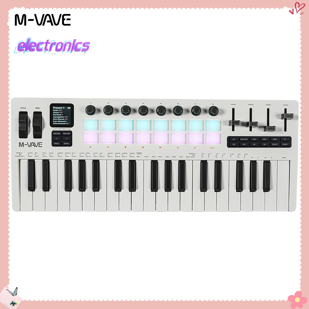 คีย์บอร์ด M-VAVE SMK-37 PRO​​ ​​แบบ 37 คีย์ พอร์ต MIDI 3.5mm​​ ​​พร้อมแผ่น Drum Pad 16 จุด RGB แหล่ง