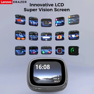 Lenovo ERAZER XF28 AI ชุดหูฟังแปล พร้อมจอแสดงผล LED หูฟังแบบหนีบหู HiFi สเตอริโอ Bluetooth 6.0 Earbuds รองรับการแปลแบบเรียลไทม์ใน 134 ภาษา หูฟังบลูทูธ